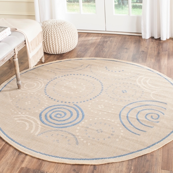 Shop Safavieh Ocean Swirls Natural/ Blue Indoor/ Outdoor ...