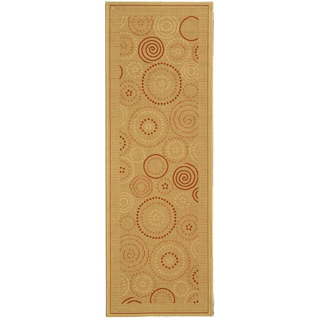 Indoor/ Outdoor Resort Natural/ Terracotta Runner (24 X 67)