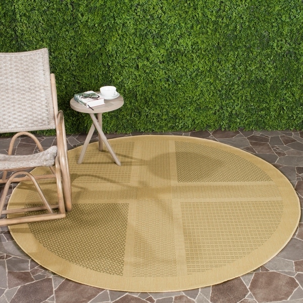 Safavieh Lakeview Natural/ Olive Green Indoor/ Outdoor Rug - 5'3" x 5'3" round