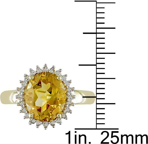 10k Yellow Gold Citrine and 1/5ct TDW Diamond Ring Gemstone Rings