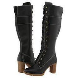 black timberland high heel boots