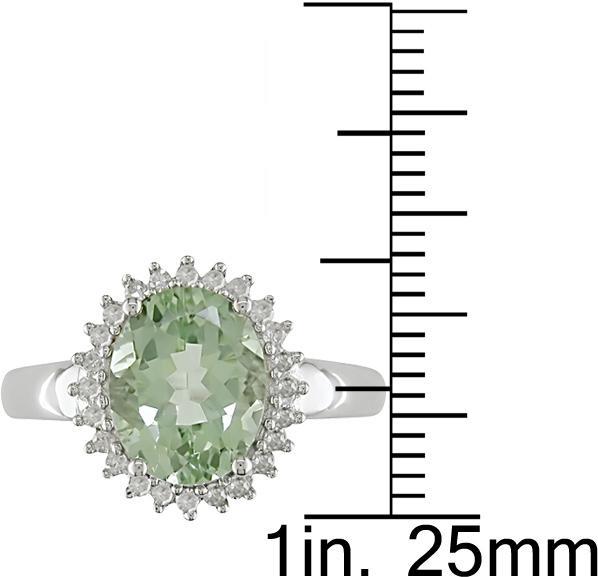 10k Gold Green Amethyst and 1/5ct TDW Diamond Ring