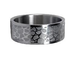 Stainless Steel Nature Print Band International Silver Stainless Steel Rings