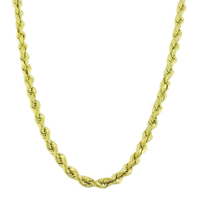 10k Yellow Gold 22 inch Superlight Rope Chain Necklace (3 mm 