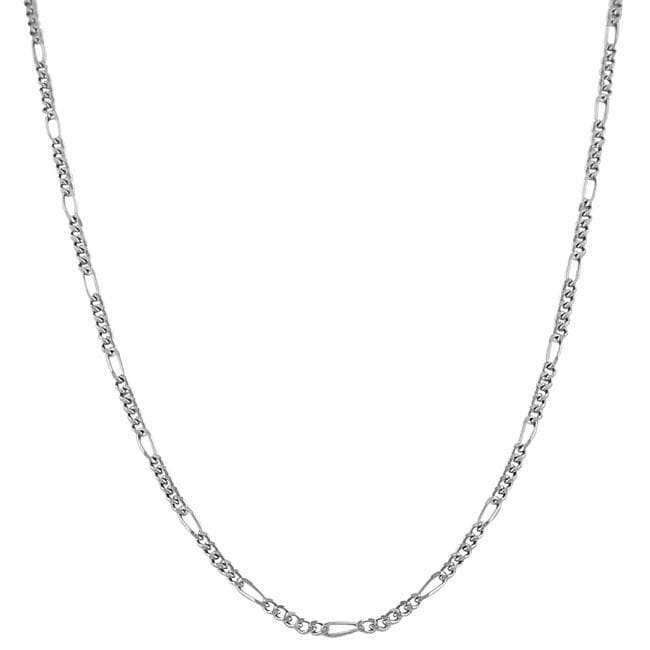 14k White Gold 16 inch Figaro Chain Necklace (1 mm)