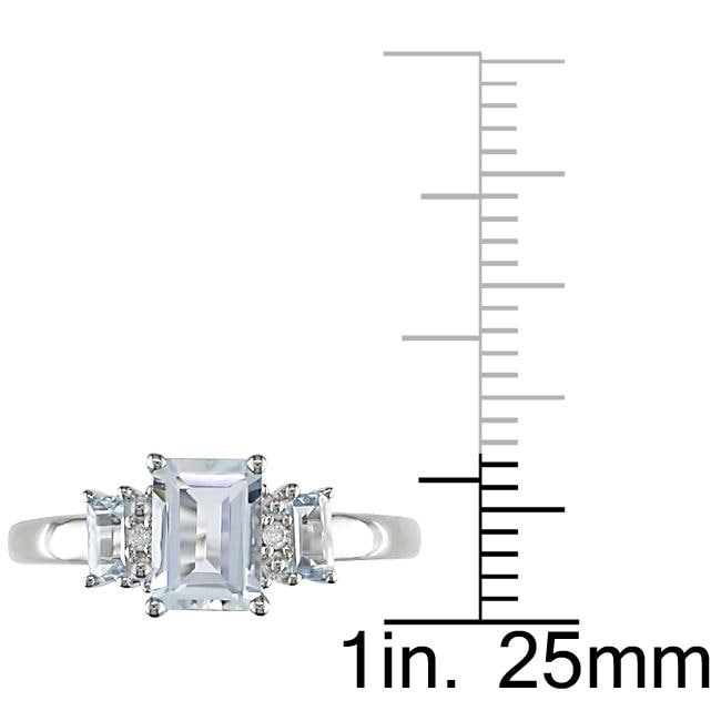 10k White Gold Aquamarine and Diamond Ring Gemstone Rings