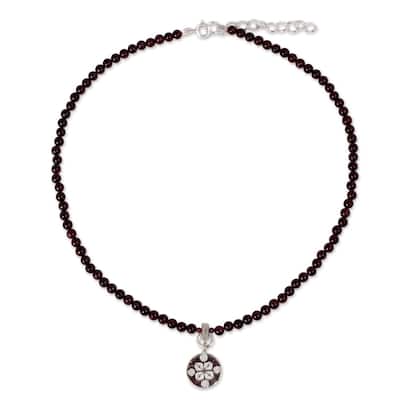 NOVICA Handmade Silver Garnet 'Lucky Charm' Choker (Thailand)