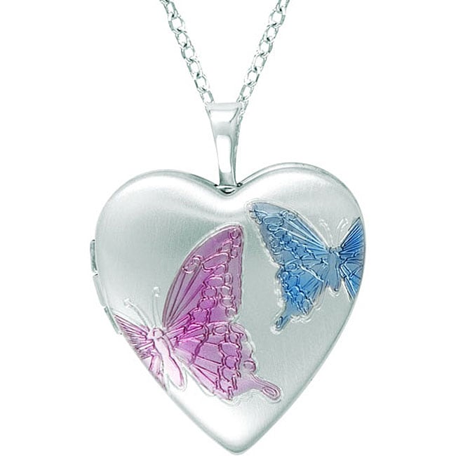 Sterling Silver Heart-shaped Butterfly Locket Necklace ...