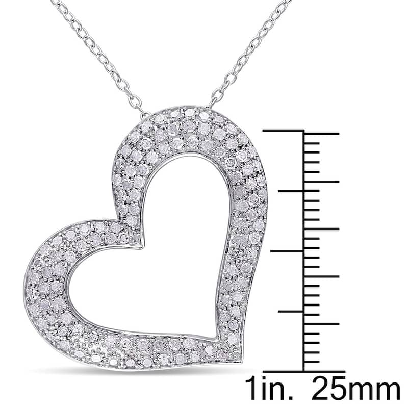 Sterling Silver 1ct TDW Diamond Heart Necklace