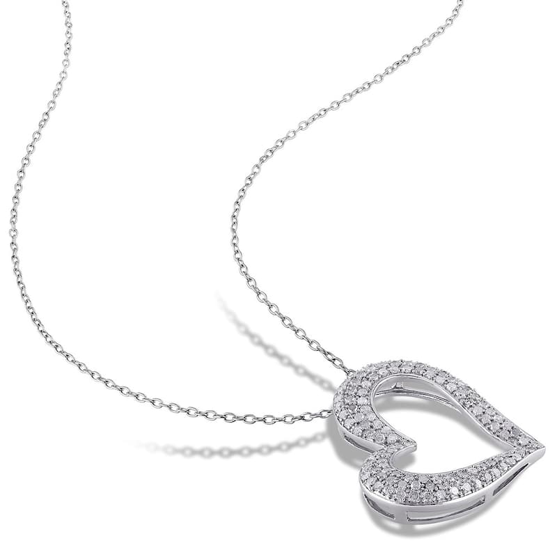 Sterling Silver 1ct TDW Diamond Heart Necklace