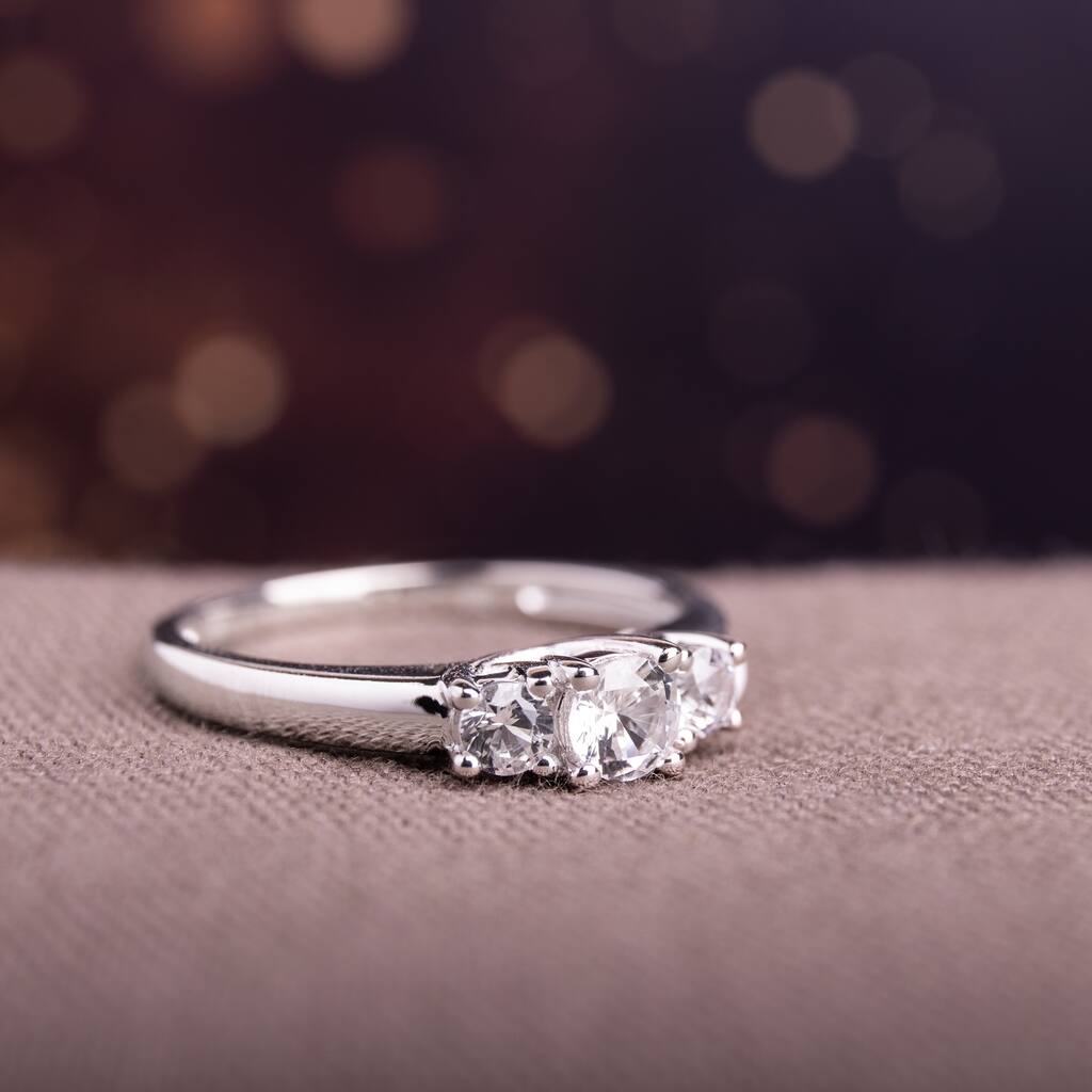 Miadora 10k White Gold Created White Sapphire Ring