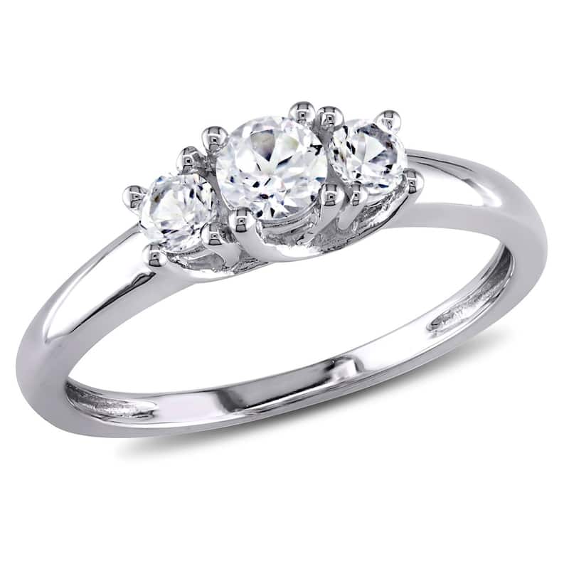 Miadora 10k White Gold Created White Sapphire Ring - 8 - White