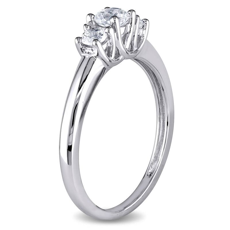 Miadora 10k White Gold Created White Sapphire Ring
