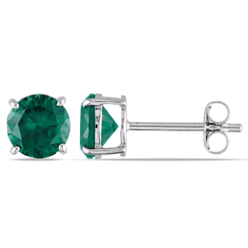 Miadora 10k White Gold Created Emerald Earrings