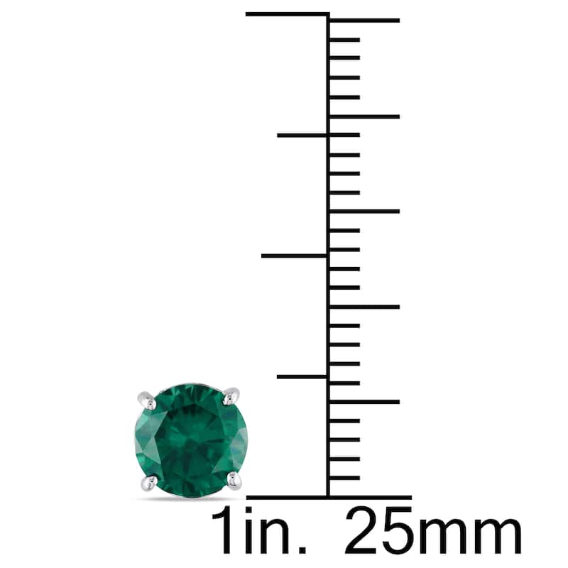 Miadora 10k White Gold Created Emerald Earrings