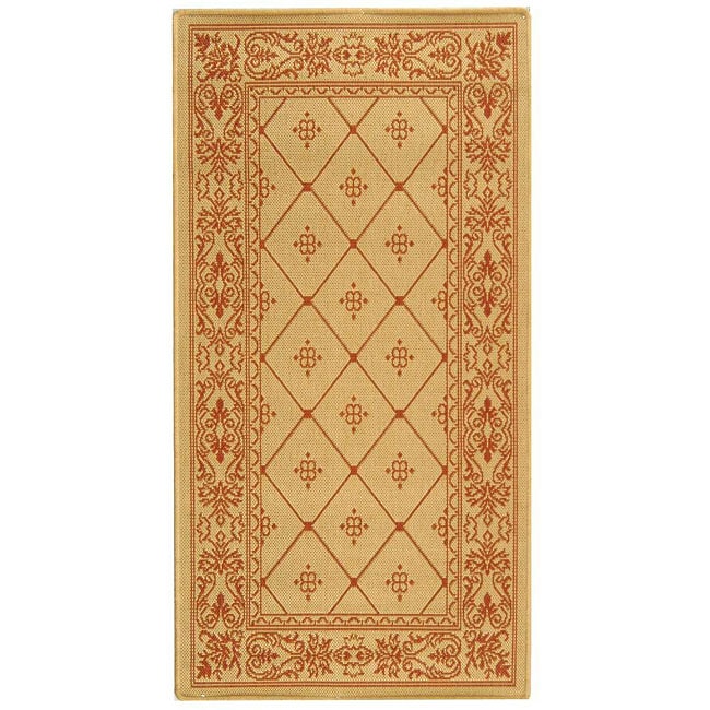 Indoor/ Outdoor Summer Natural/ Terracotta Rug (27 X 5) (IvoryPattern GeometricMeasures 0.25 inch thickTip We recommend the use of a non skid pad to keep the rug in place on smooth surfaces.All rug sizes are approximate. Due to the difference of monitor