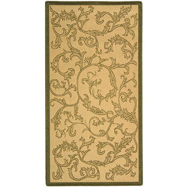 Indoor/ Outdoor Mayaguana Natural/ Olive Rug (4 X 57) (IvoryPattern FloralMeasures 0.25 inch thickTip We recommend the use of a non skid pad to keep the rug in place on smooth surfaces.All rug sizes are approximate. Due to the difference of monitor colo