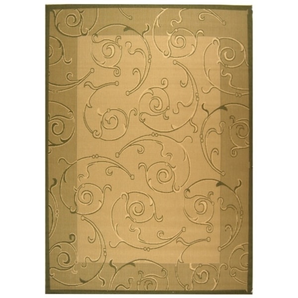 Safavieh Oasis Scrollwork Natural/ Olive Green Indoor/ Outdoor Rug - 8' X 11'