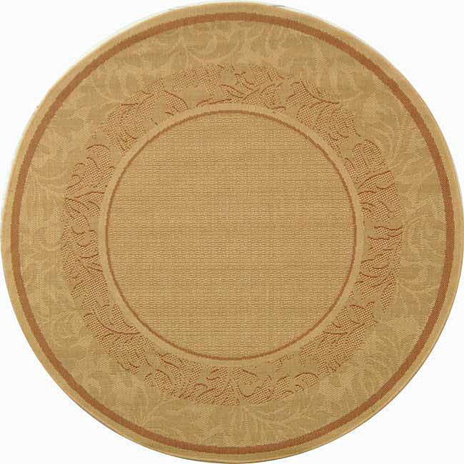 Indoor/ Outdoor Beachview Natural/ Terracotta Rug (53 Round)