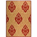 Safavieh St. Barts Damask Natural/ Red Indoor/ Outdoor Rug - 6'7 x 9'6