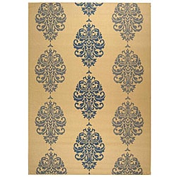 Indoor/ Outdoor St. Martin Natural/ Blue Rug (7'10 x 11') Safavieh 7x9   10x14 Rugs