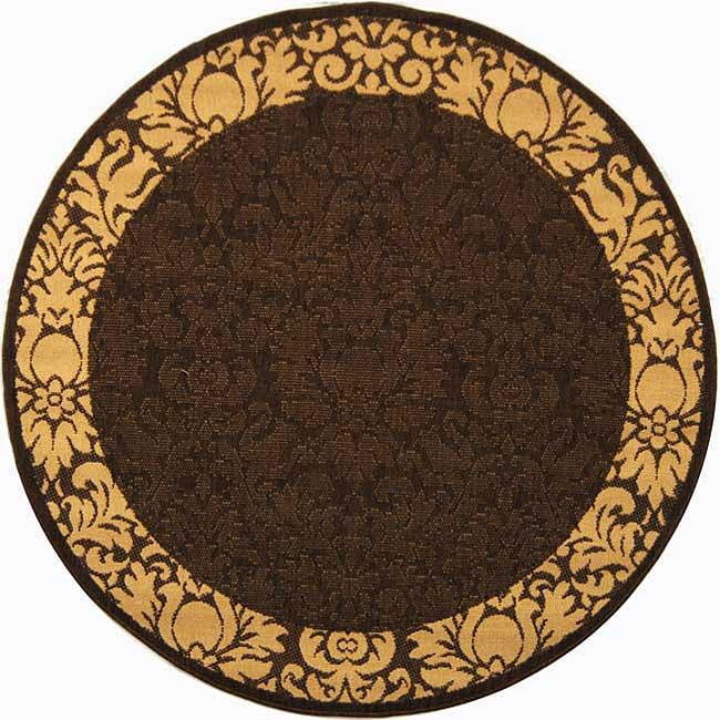 Indoor/ Outdoor Kaii Chocolate/ Natural Rug (53 Round)