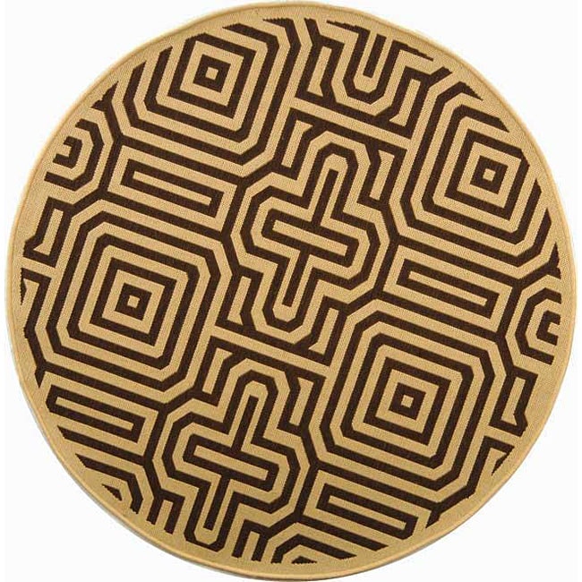 Indoor/ Outdoor Matrix Natural/ Brown Rug (53 Round)