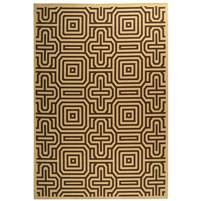 Indoor/ Outdoor Matrix Natural/ Brown Rug (53 X 77) (IvoryPattern GeometricMeasures 0.25 inch thickTip We recommend the use of a non skid pad to keep the rug in place on smooth surfaces.All rug sizes are approximate. Due to the difference of monitor col