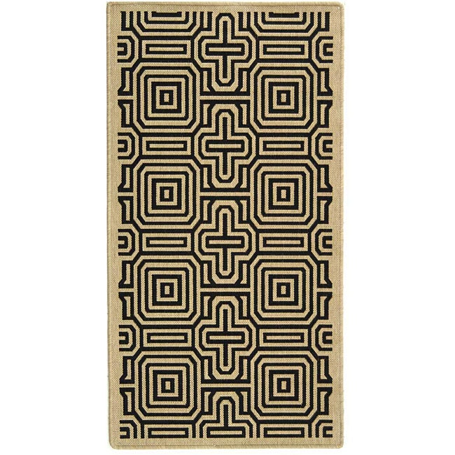 Shop Safavieh Matrix Sand/ Black Indoor/ Outdoor Rug 4' x 5'7 On