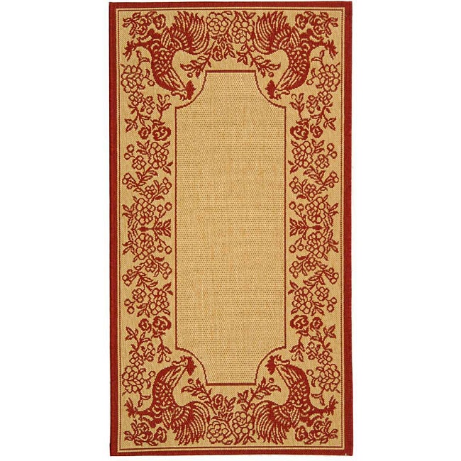 Indoor/ Outdoor Rooster Natural/ Red Rug (27 X 5)