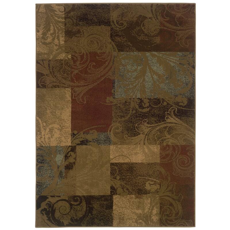 Style Haven Damask Impressions Color Block Area Rug - 3' 10" x 5' 5" - Brown/Red