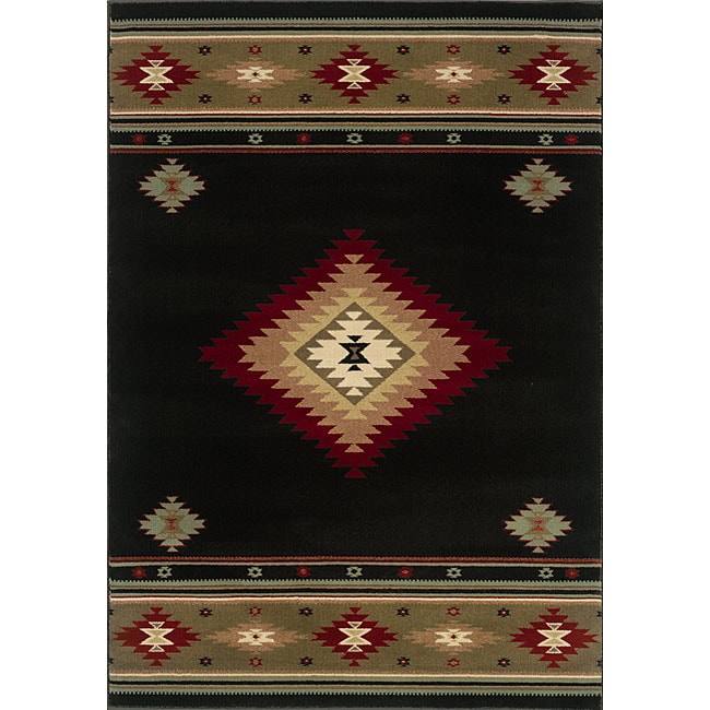 Black/ Green Rug (53 X 76)