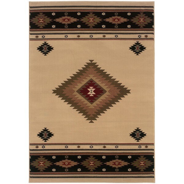 Ivory/ Black Rug (5'3 x 7'6)