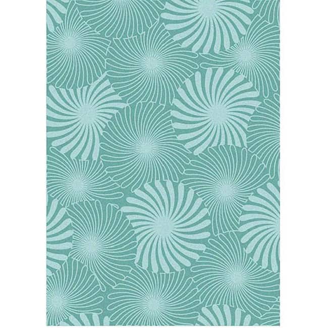 Alliyah Handmade Aqua Bursts New Zealand Blend Wool Rug - 5' x 8'