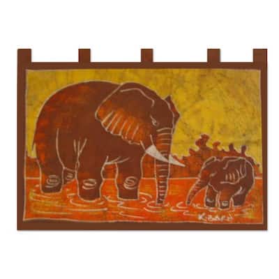 Batik Cotton 'Elephant Child' Wall Hanging