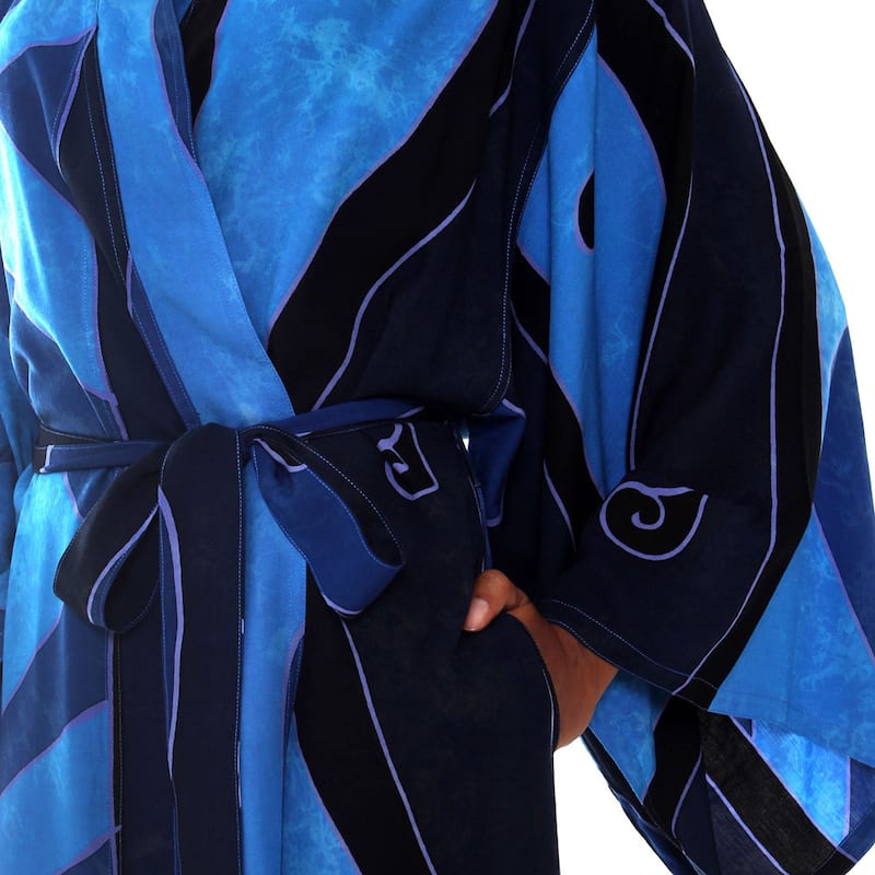 NOVICA Handmade Tropical Sea Batik Robe (Indonesia)