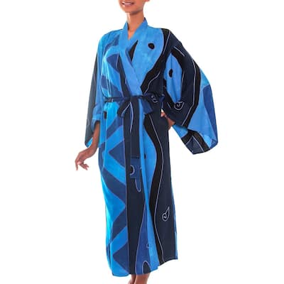 NOVICA Handmade Tropical Sea Batik Robe (Indonesia)
