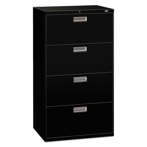 Shop HON 600 Series Black 30-inch Wide 4-drawer Lateral ...