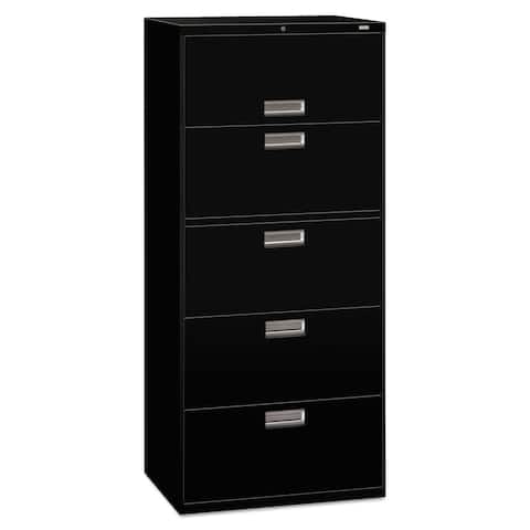 HON 600 Series 30-inch Wide Black 5-drawer Lateral File Cabinet