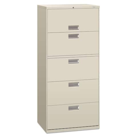 HON 600 Series 30-inch Wide 5-Drawer Light Gray Lateral File Cabinet