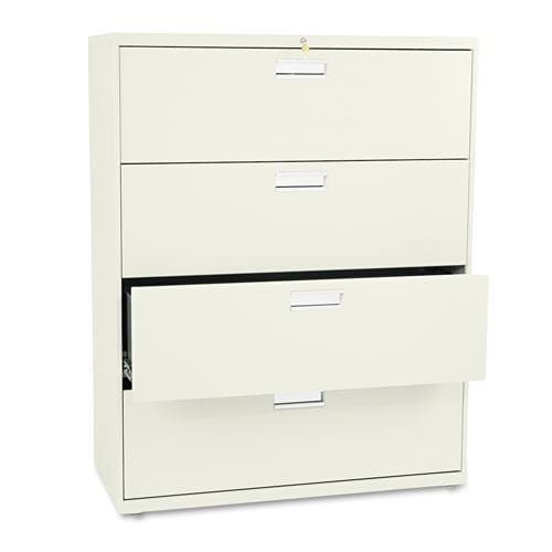 Hon 600 Series 42 inch Wide 4 drawer Putty Lateral File Cabinet