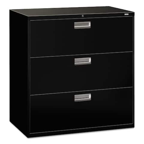 HON 600 Series 3-drawer Black Lateral File Cabinet