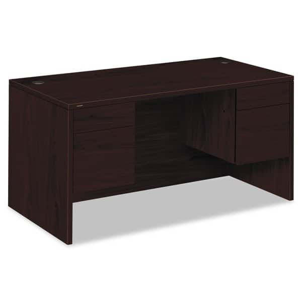 Walnut Finish,Wood Executive Desk,7-Drawer,Lock-Key,72x36,Full