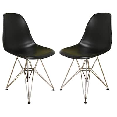 Mid-Century Black Plastic Dining Chair 2-Piece Set by Baxton Studio