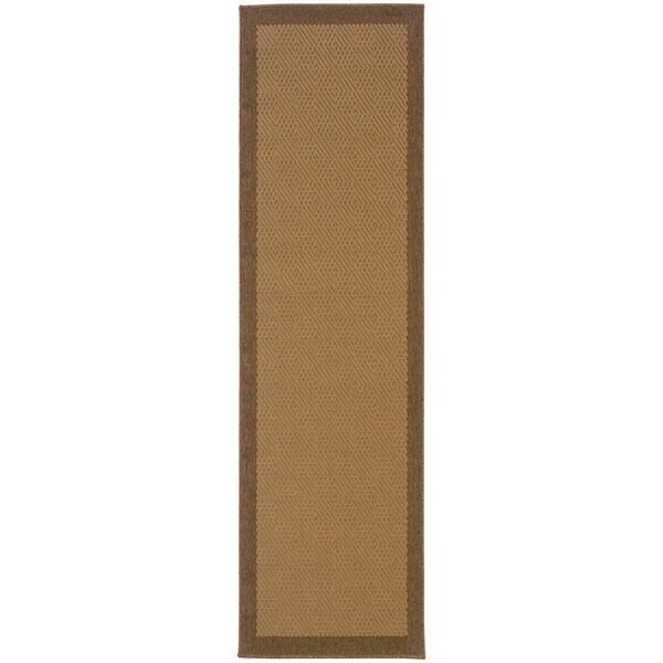 StyleHaven Borders Beige/Brown Indoor-Outdoor Area Rug (2'3x7'6) - 2'3" x 7'6"