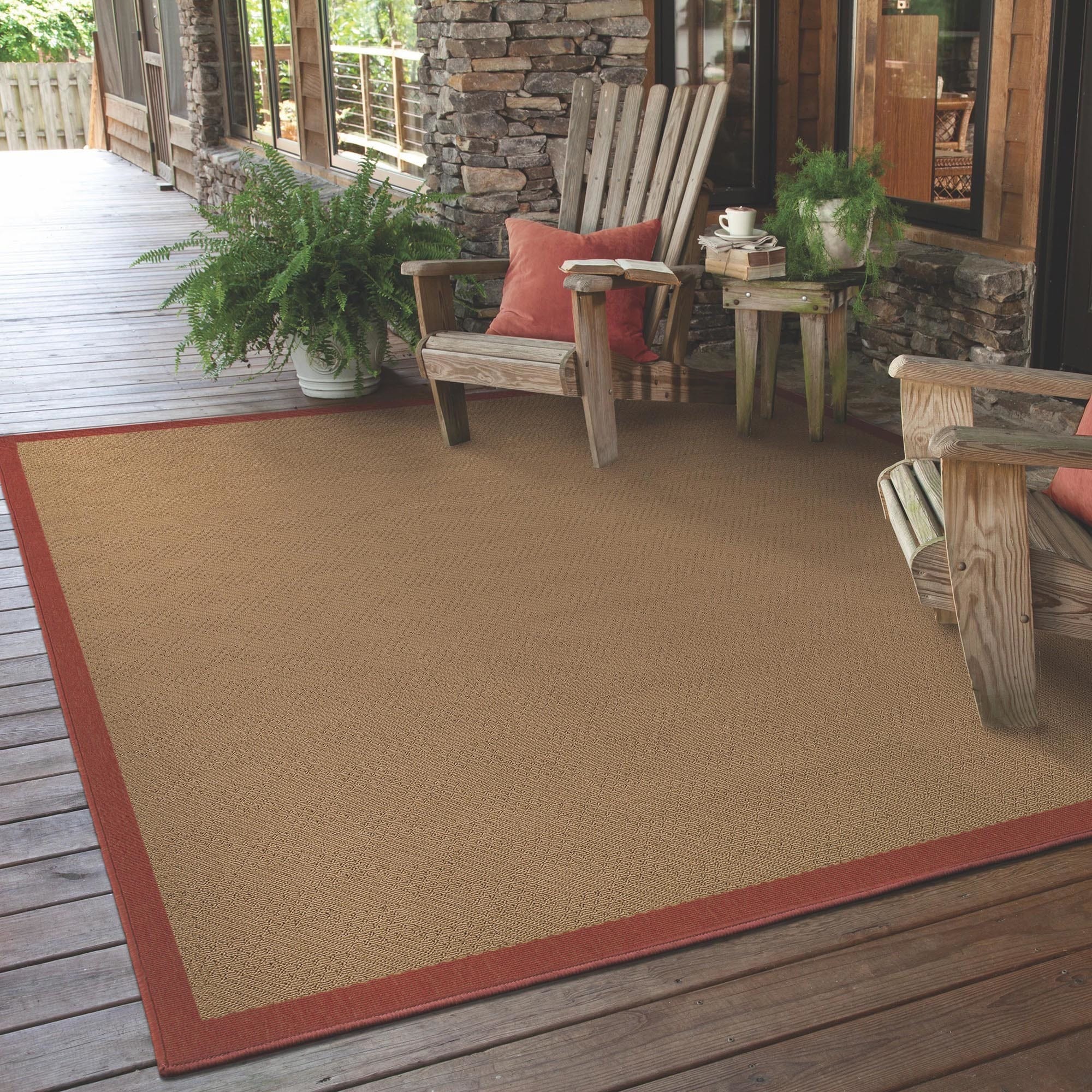 Stylehaven Borders Beige Red Indoor Outdoor Area Rug 5 3x7 6 Beige Red Indoor Outdoor Area Rug