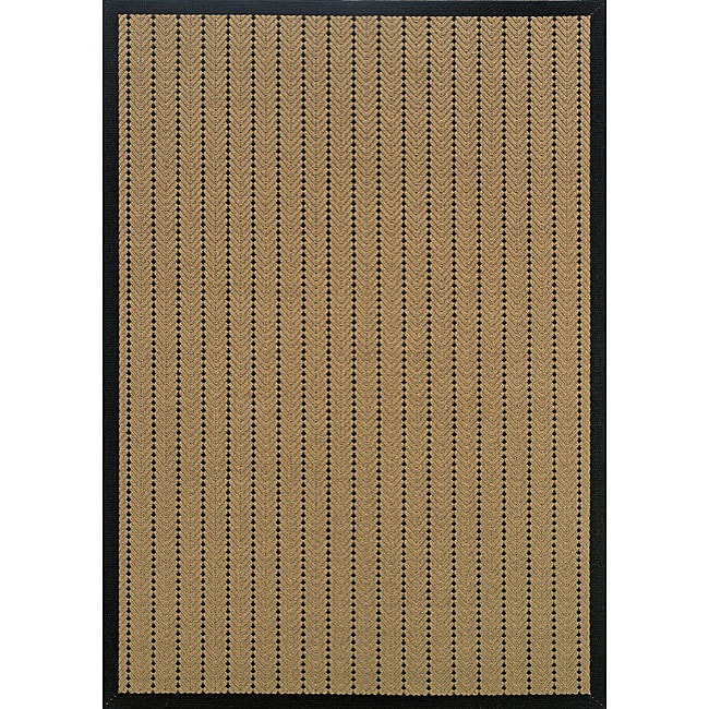 Laguna Beige And Black Polypropylene Rug (73 X 106) (GoldPattern StripeMeasures 0.375 inch thickTip We recommend the use of a non skid pad to keep the rug in place on smooth surfaces.All rug sizes are approximate. Due to the difference of monitor colors