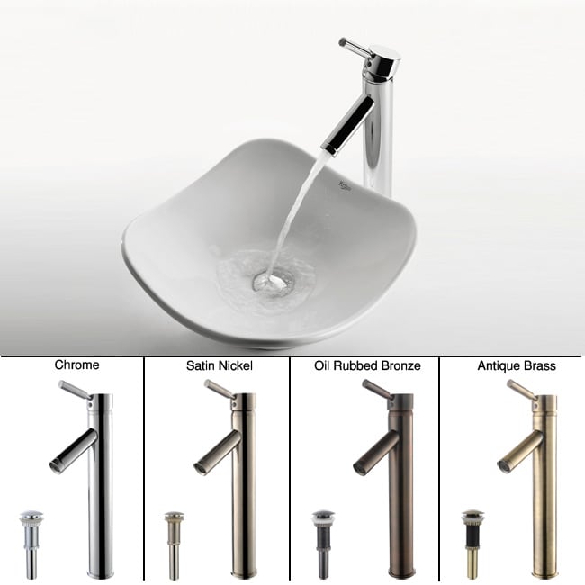 Kraus White Tulip Ceramic Sink And Sheven Faucet