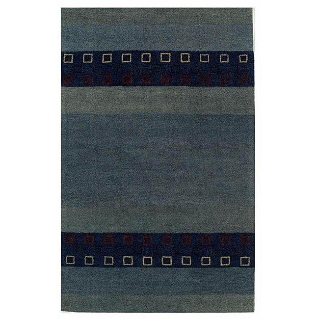 Blue Wool Rug (8 X 106) (bluePattern GeometricMeasures 1 inch thickTip We recommend the use of a non skid pad to keep the rug in place on smooth surfaces.All rug sizes are approximate. Due to the difference of monitor colors, some rug colors may vary sl