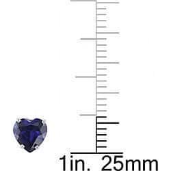 Miadora 10k White Gold Created Sapphire Heart Studs
